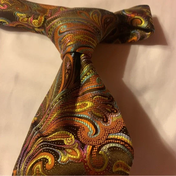 Steven Land The Big Knot Necktie in Multi-Color Floral Pattern and Handkerchief